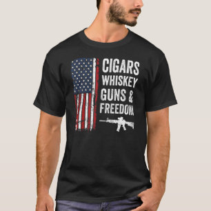 Camiseta Charutos Armas de uísque e liberdade Sinalizador d