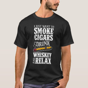 Camiseta Charutos de Homens Uísque e Relaxar Uísque & Charu