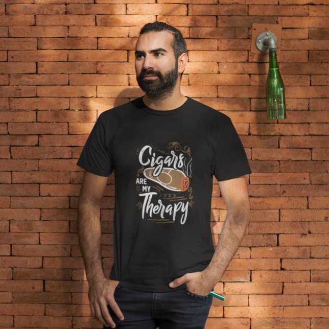 Camiseta Charutos únicos são a minha terapia, cota T-Shirt (cigar smoker therapy quote t shirt)