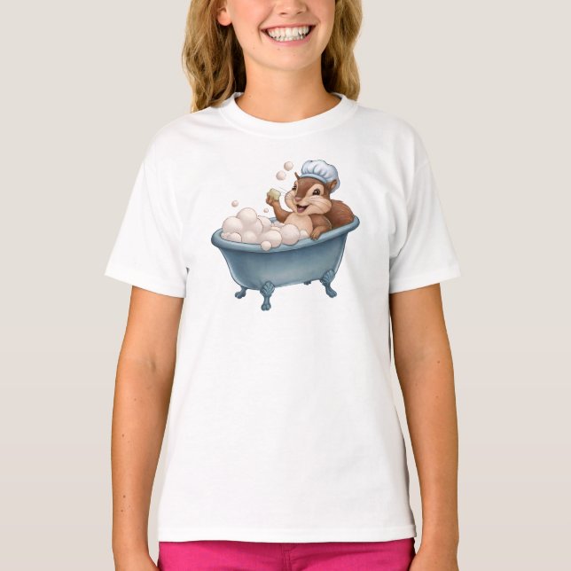 Camiseta Chás de Bebê Esquilo Retro (Frente)