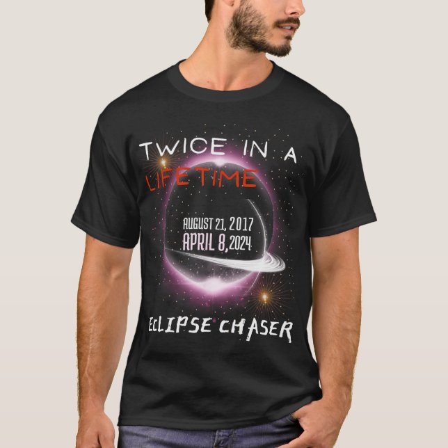 Camiseta Chaser Solar Eclipse 2024 Duas Vezes Engraçada Em  (Frente)