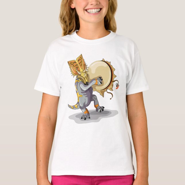 Camiseta Chasmosaurus Dançando Um Ritual Shaman (Frente)