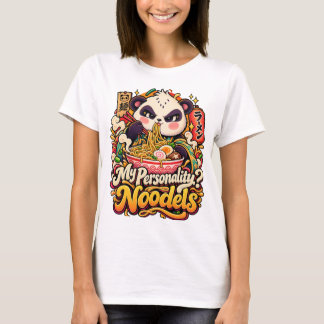 Camiseta Chat gourmand en mode détente noodles