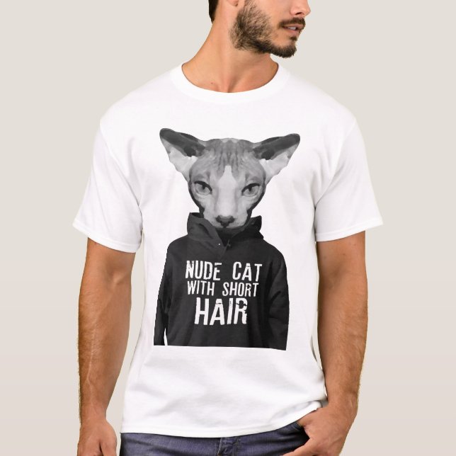 Camiseta chat nue poil ras fantaisie nue cat short hair cit (Frente)