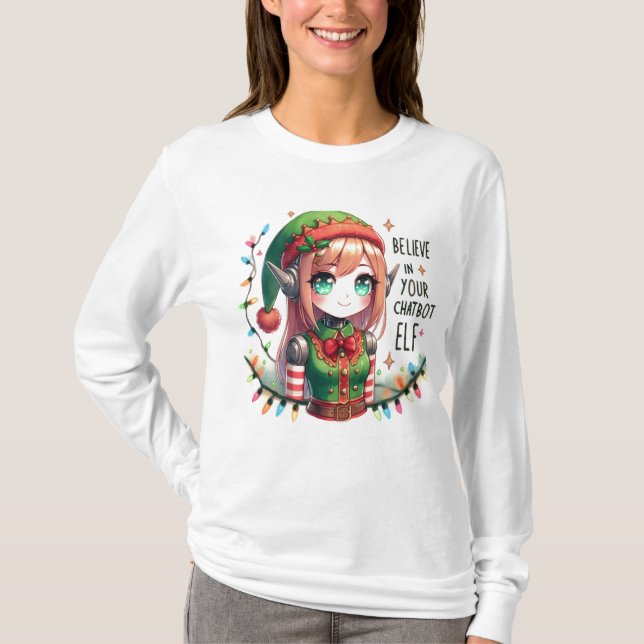 Camiseta Chatbot Memes De Natal Engraçados Acreditam No Seu (Frente)