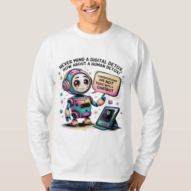 Camiseta Chatbot memes Humanos não digitais Detox Tóxicos (Frente)