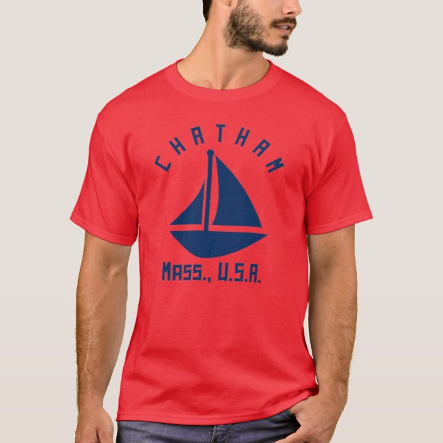 Camiseta Chatham Massachusetts Barco de navegação Marinho B (Frente)