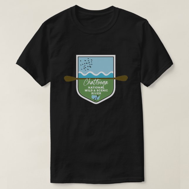 Camiseta Chattooga Nacional Selvagem e Rio Cênico do Sul (Frente do Design)