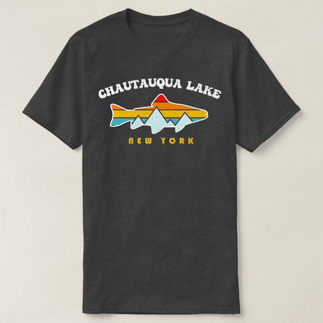 Camiseta Chautauqua Lake New York NY - Pesca Retro Sunet (Frente do Design)