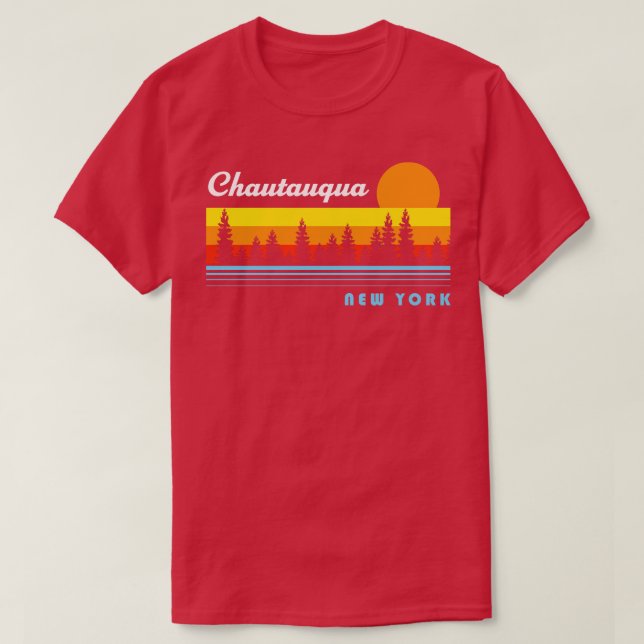 Camiseta Chautauqua Lake New York NY - Pesca Retrosolar (Frente do Design)