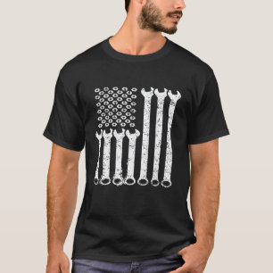 Camiseta Chave Combinada Mecânico Bandeira Americana