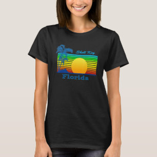 Camiseta Chave de Concha Flórida Retro Pôr do Sol na Praia