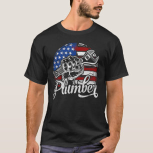 Camiseta Chave de Tubo de Encanaamento Bandeira Americana E