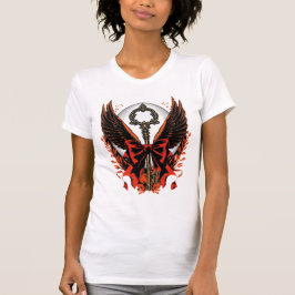 Camiseta Chave do Arco Gótico Velvet com Asas e Lua