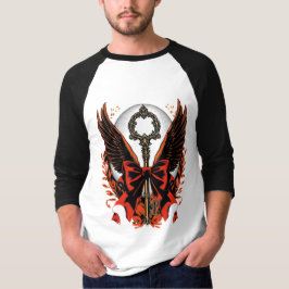 Camiseta Chave do Arco Gótico Velvet com Asas e Lua