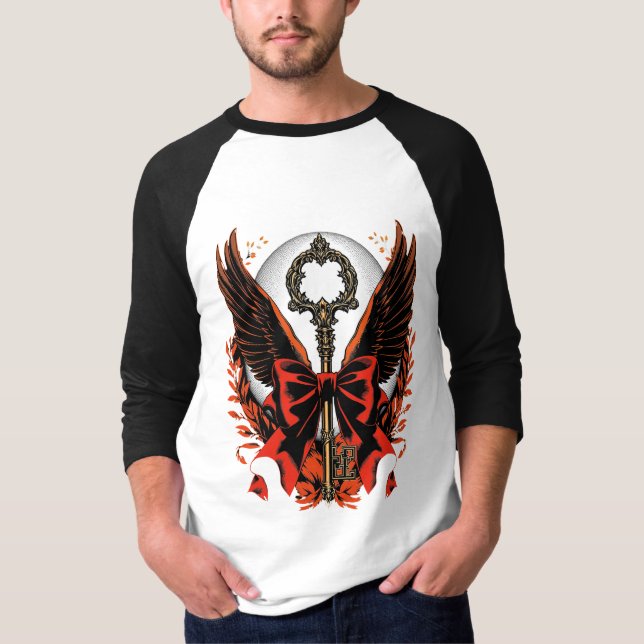 Camiseta Chave do Arco Gótico Velvet com Asas e Lua (Frente)