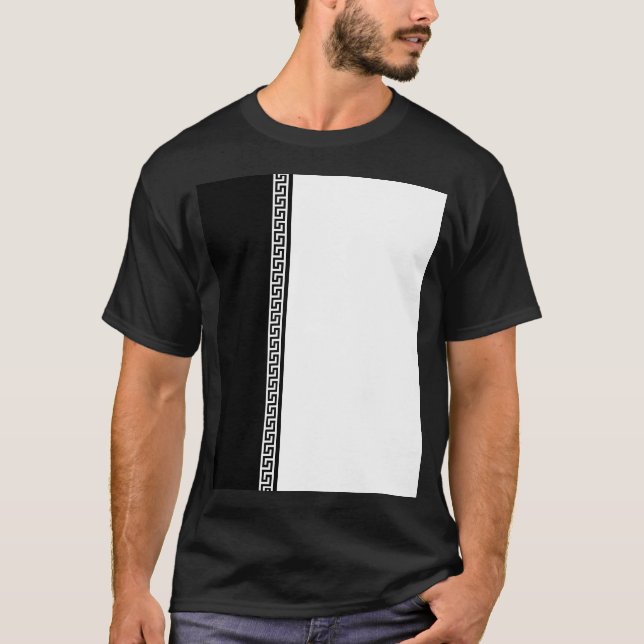 Camiseta Chave Grega Vertical - Preto e Branco (Frente)