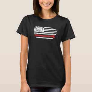 Camiseta Chaves de Bandeira Americana Mecânico Patriótico F