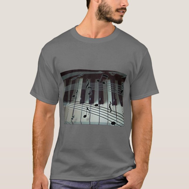 Camiseta Chaves do piano e notas da música (Frente)