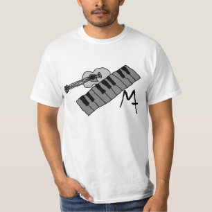 Camiseta chaves do piano e T do valor da guitarra