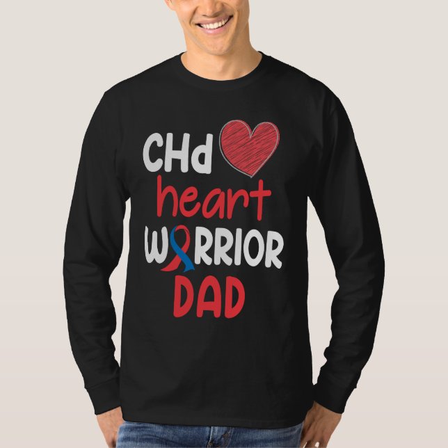 Camiseta CHD Heart Disease Warrior Proud DAD Awareness Ribb (Frente)
