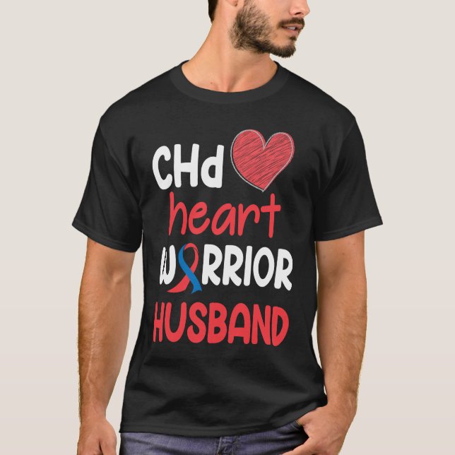 Camiseta CHD Heart Disease Warrior Proud Husband Awareness  (Frente)