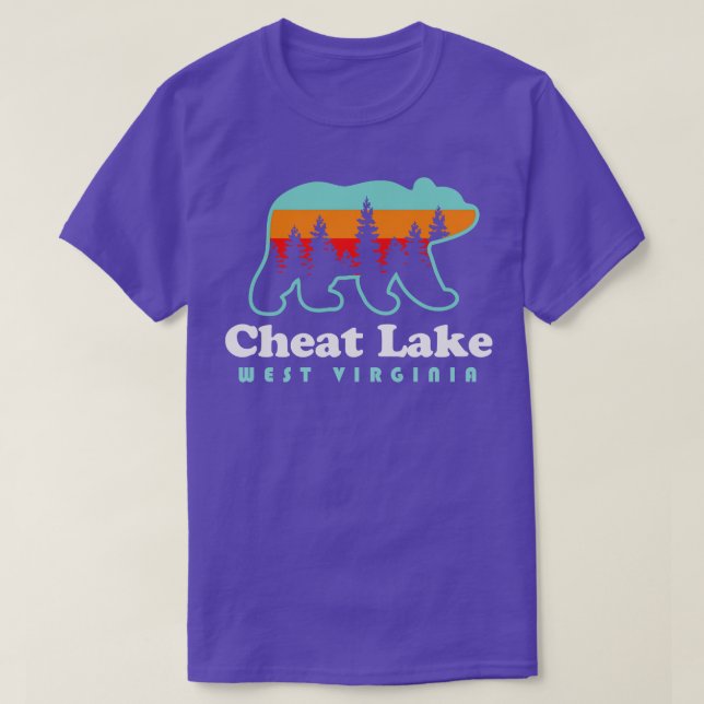 Camiseta Cheat Lake West Virginia Camping Bear Retro (Frente do Design)