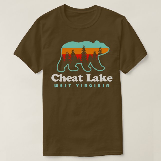 Camiseta Cheat Lake West Virginia Camping Bear Retro (Frente do Design)