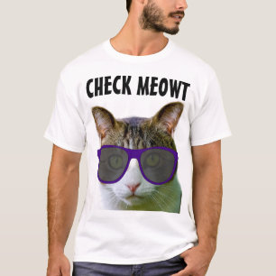 Camiseta CHECK MEOWT engraçado CAT com T-shirts de óculos