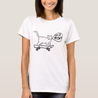 Check Meowt Punny Skateboard Cat Black White