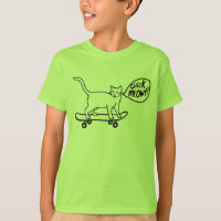 Check Meowt Punny Skateboard Cat T-Shirt