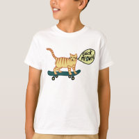 Check Meowt Punny Skateboard Tabby Cat T-Shirt