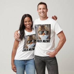 Camiseta Check Meowt, T-shirts de gato engraçadas e toques