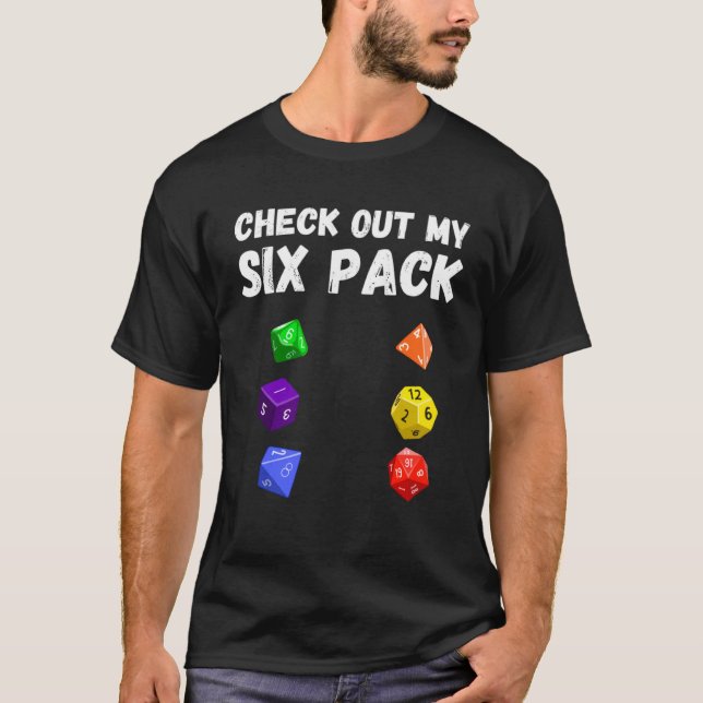 Camiseta Check Out My Six Pack Dice For Dragons D20 RPG Gam (Frente)