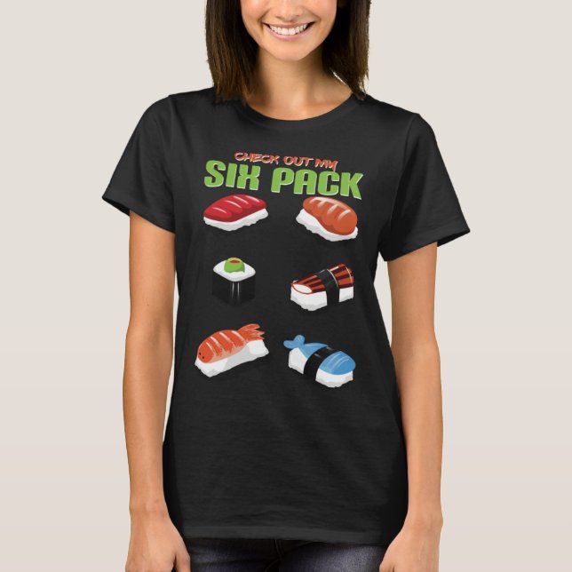 Camiseta Check Out My Six Pack Fitness  Sushi (Frente)