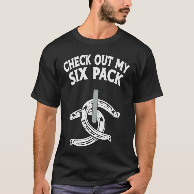 Camiseta Check Out My Six Pack  Horseshoe Pitching Pitcher (Frente)
