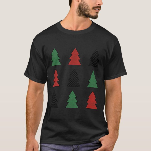 Camiseta Checkered Christmas Tree Graphic Crewneck Swea Fun (Frente)