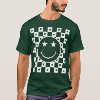 Camiseta Checkered Happy Smiling Face Graphic Funny