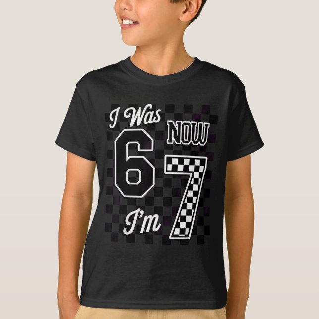 Camiseta Checkered I Was 6 Now I'm 7 Birthday Seven Years O (Frente)