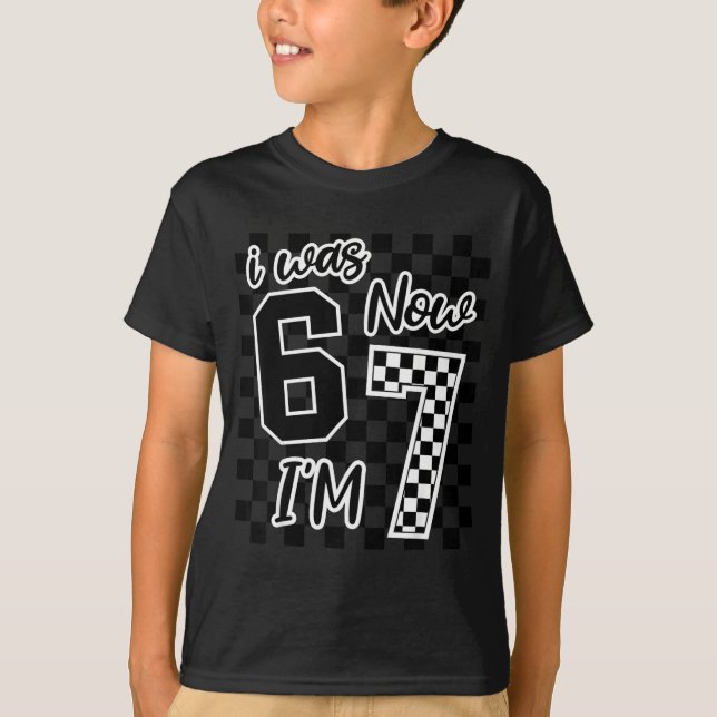 Camiseta Checkered I Was 6 Now I'm 7 Birthday Seven Years O (Frente)