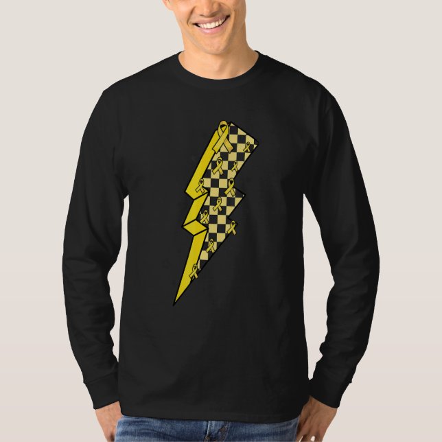 Camiseta Checkered Lightning Yellow Ribbon Spina Bifida Awa (Frente)