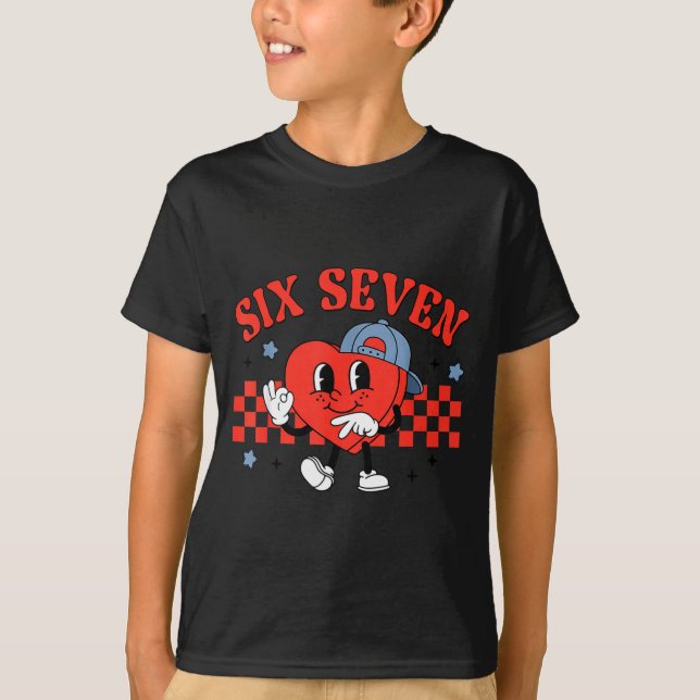 Camiseta Checkered Six Seven Cool Hearts 67 Valentines Day  (Frente)