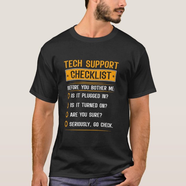 Camiseta Checklist de suporte técnico engraçado Definiti de (Frente)