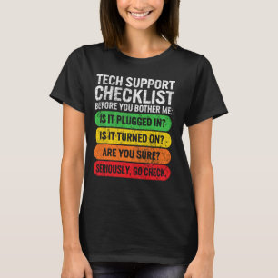 Camiseta Checklist do programa para o suporte técnico do Sy