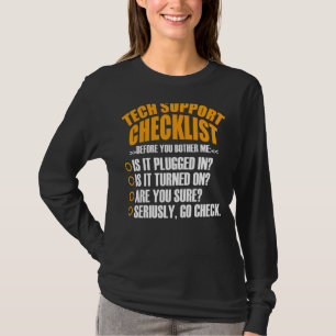 Camiseta Checklist para suporte técnico - Engenheiros de li