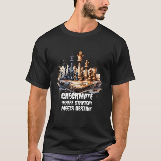 Camiseta checkmate onde a estratégia encontra o destino (Frente)