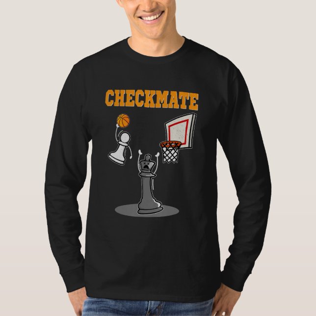 Camiseta Checkmate Pawn Basketball Dunk On King Chess Game  (Frente)