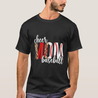 Camiseta Chee E Baseball Mãe Leopard Baseball e Cheerlea