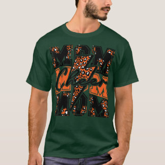 Camiseta Chee Mãe Relâmpago Bolt Cheer Leopard Orange Blac