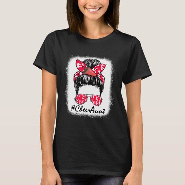 Camiseta Cheer Aunt Life Messy Bun Cheerleader Mothers Day  (Frente)